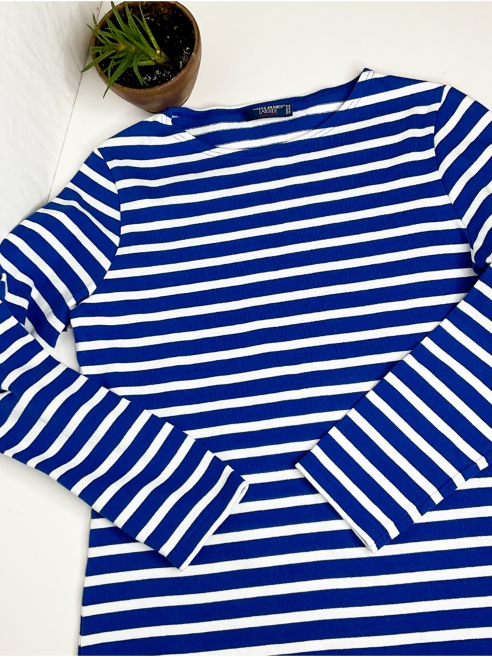 Saint James Blue White Breton Stripe Top Long Sleeve XS